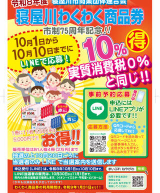 【10月30日から】おにぎりマンで「寝屋川わくわく商品券」が使えます！